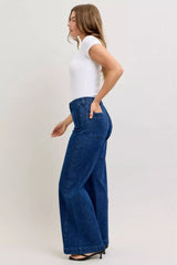 Judy Blue High-Waisted Retro Wide Jeans with Patch Pkts & Twisted Seams - Trendsi - Flyclothing LLC