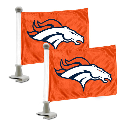 Denver Broncos Ambassador Car Flags - 2 Pack Mini Auto Flags, 4in X 6in - Denver Broncos