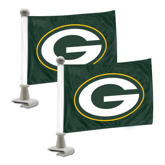 Green Bay Packers Ambassador Car Flags - 2 Pack Mini Auto Flags, 4in X 6in - Green Bay Packers