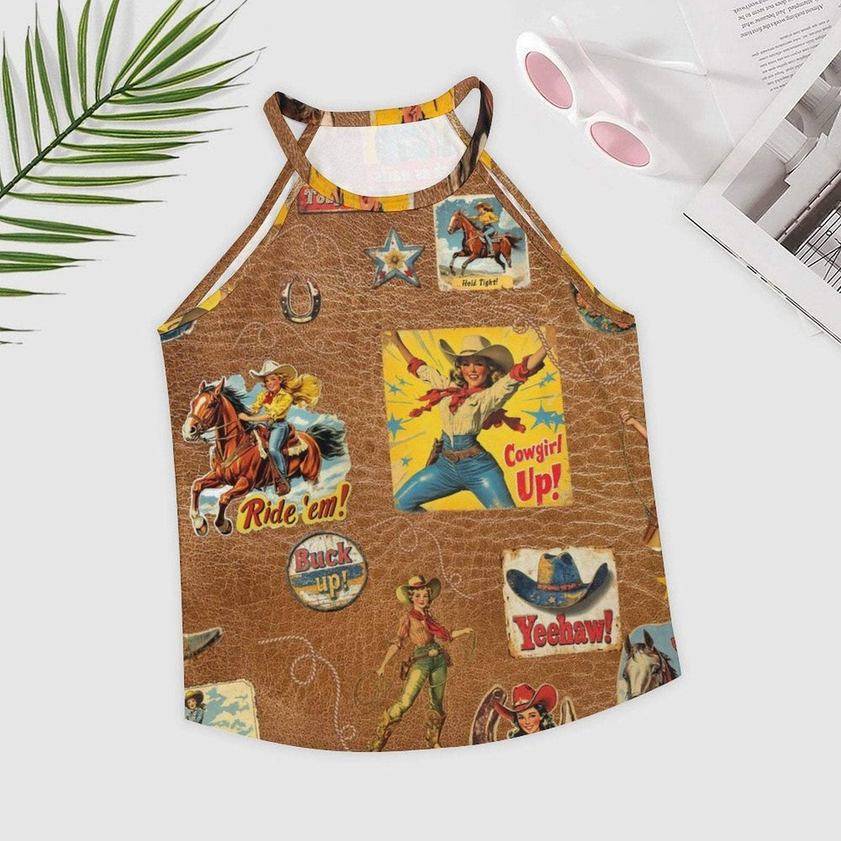 Baha Ranch Vintage Cowgirl Collage Western Tank Top