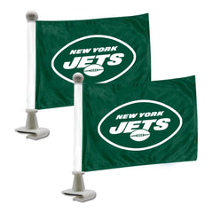 New York Jets Ambassador Car Flags - 2 Pack Mini Auto Flags, 4in X 6in - New York Jets