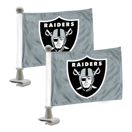 Las Vegas Raiders Ambassador Car Flags, Silver - 2 Pack Mini Auto Flags, 4in X 6in - Las Vegas Raiders