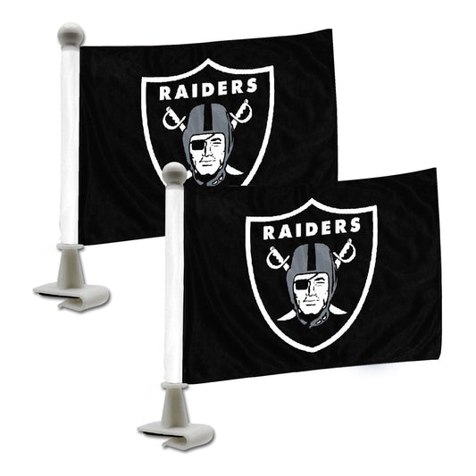 Las Vegas Raiders Ambassador Car Flags, Black - 2 Pack Mini Auto Flags, 4in X 6in - Las Vegas Raiders