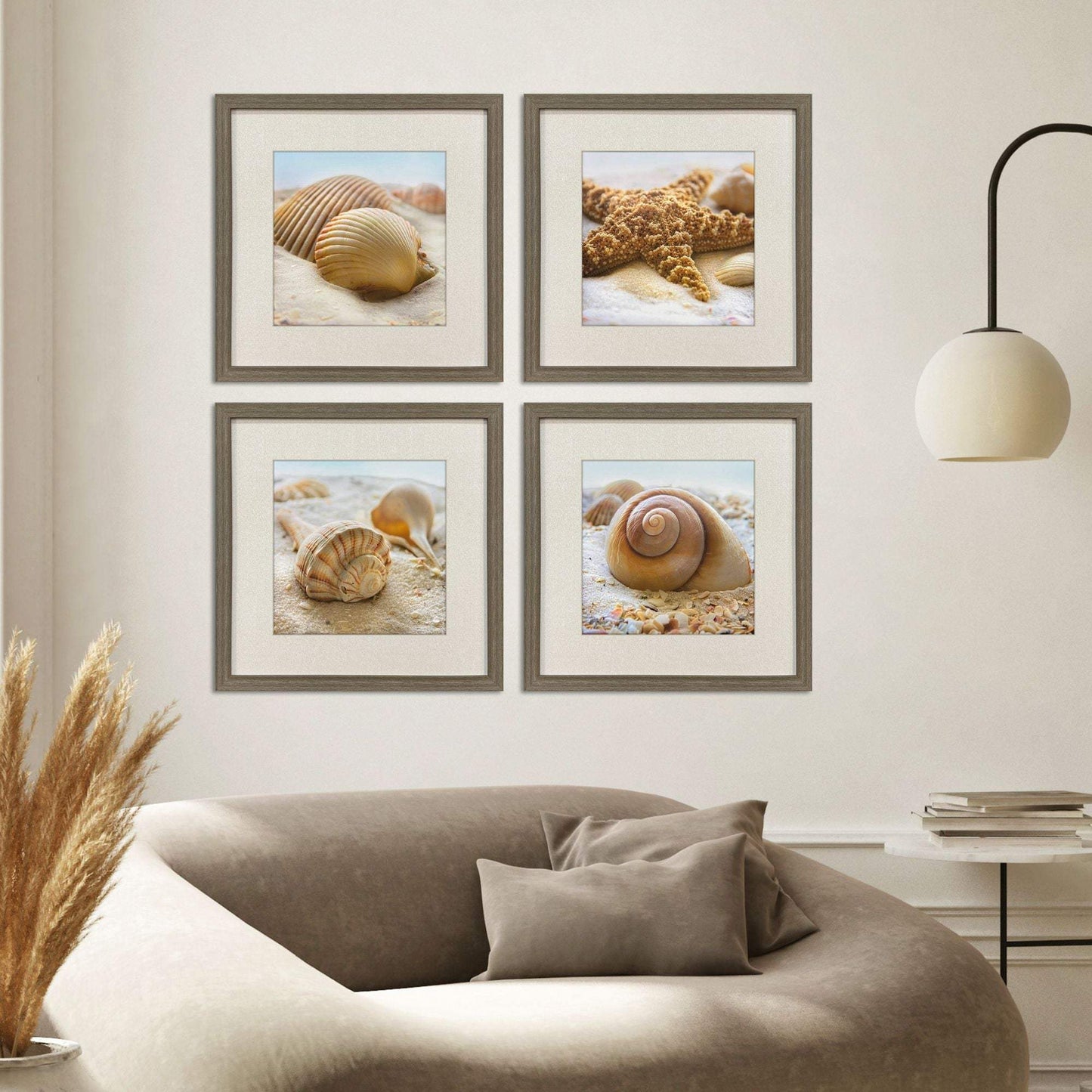 Set Of Four Beachy Shells Brown Framed Wall Art - HomeRoots - Flyclothing LLC