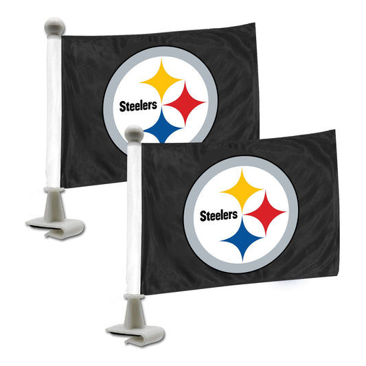 Pittsburgh Steelers Ambassador Car Flags - 2 Pack Mini Auto Flags, 4in X 6in - Pittsburgh Steelers