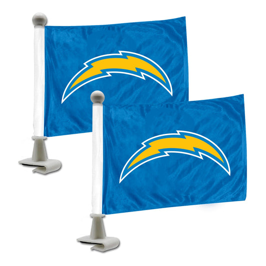 Los Angeles Chargers Ambassador Car Flags - 2 Pack Mini Auto Flags, 4in X 6in - Los Angeles Chargers