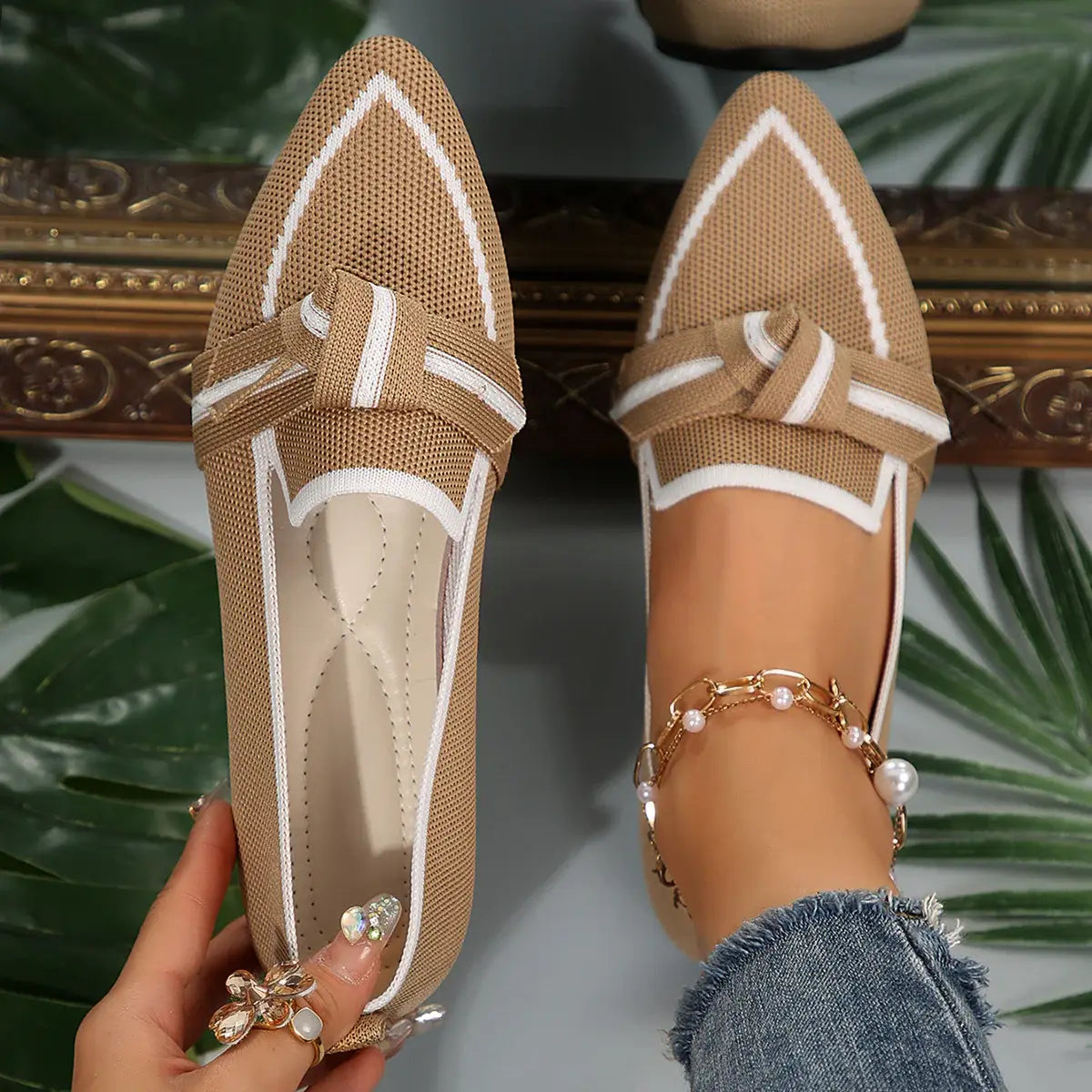 Point Toe Mesh Flat Slip-Ons - Trendsi - Flyclothing LLC