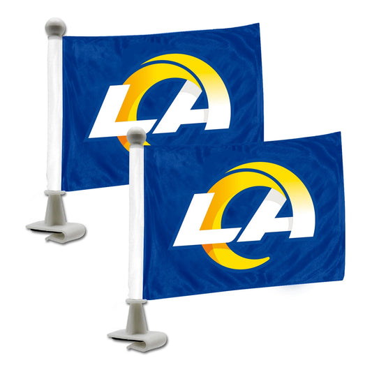 Los Angeles Rams Ambassador Car Flags - 2 Pack Mini Auto Flags, 4in X 6in - Los Angeles Rams