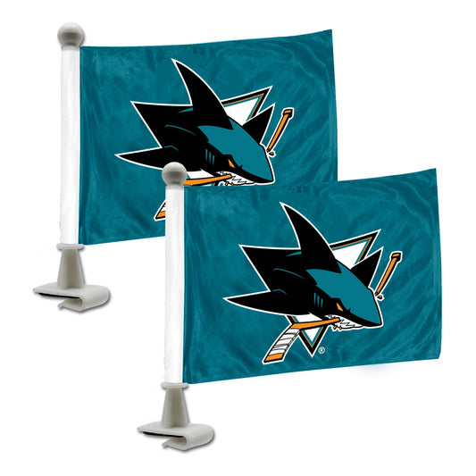 San Jose Sharks Ambassador Car Flags - 2 Pack Mini Auto Flags, 4in X 6in - San Jose Sharks
