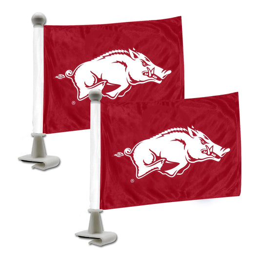Arkansas Razorbacks Ambassador Car Flags - 2 Pack Mini Auto Flags, 4in X 6in - Arkansas