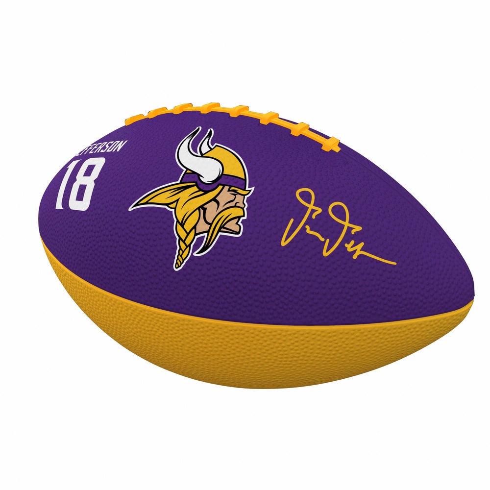 Minnesota Vikings Justin Jefferson Players Junior Size Rubber Football - Logo Brands - Flyclothing LLC