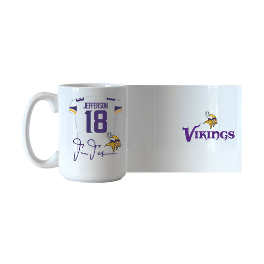 Minnesota Vikings 15oz Justin Jefferson Jersey Sublimated Mug - Logo Brands - Flyclothing LLC