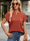 Round Neck Short Sleeve Sweater - Trendsi