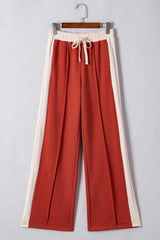 Drawstring Contrast Wide Leg Pants - Trendsi - Flyclothing LLC