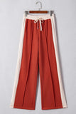 Drawstring Contrast Wide Leg Pants - Trendsi