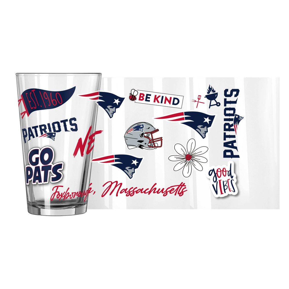 New England Patriots 16oz Native Pint Glass - Logo Brands - Flyclothing LLC