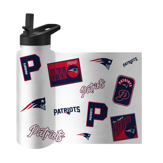 New England Patriots White 34oz Dream Weave Quencher Bottle - Logo Brands - Flyclothing LLC