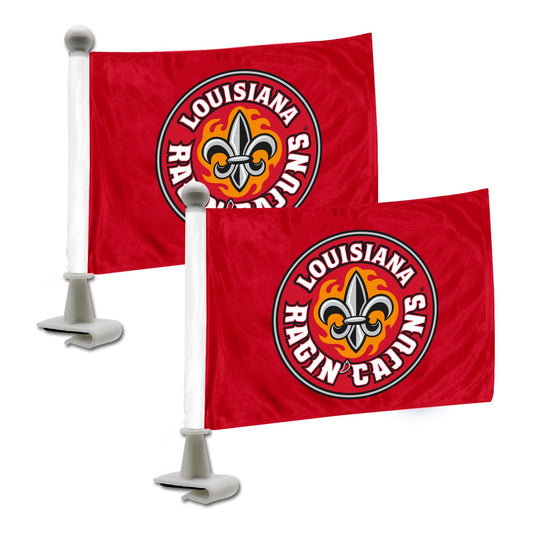 Louisiana-Lafayette Ragin' Cajuns Ambassador Car Flags - 2 Pack Mini Auto Flags, 4in X 6in - Louisiana-Lafayette