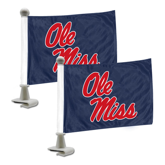Ole Miss Rebels Ambassador Car Flags - 2 Pack Mini Auto Flags, 4in X 6in - Ole Miss