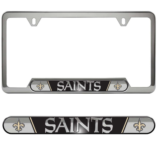 New Orleans Saints Embossed License Plate Frame, 6.25in x 12.25in - New Orleans Saints