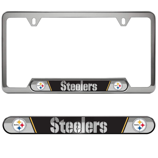 Pittsburgh Steelers Embossed License Plate Frame, 6.25in x 12.25in - Pittsburgh Steelers