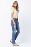 Judy Blue Full Size Mid Rise Destroy Straight Jeans Plus Size - Trendsi - Flyclothing LLC