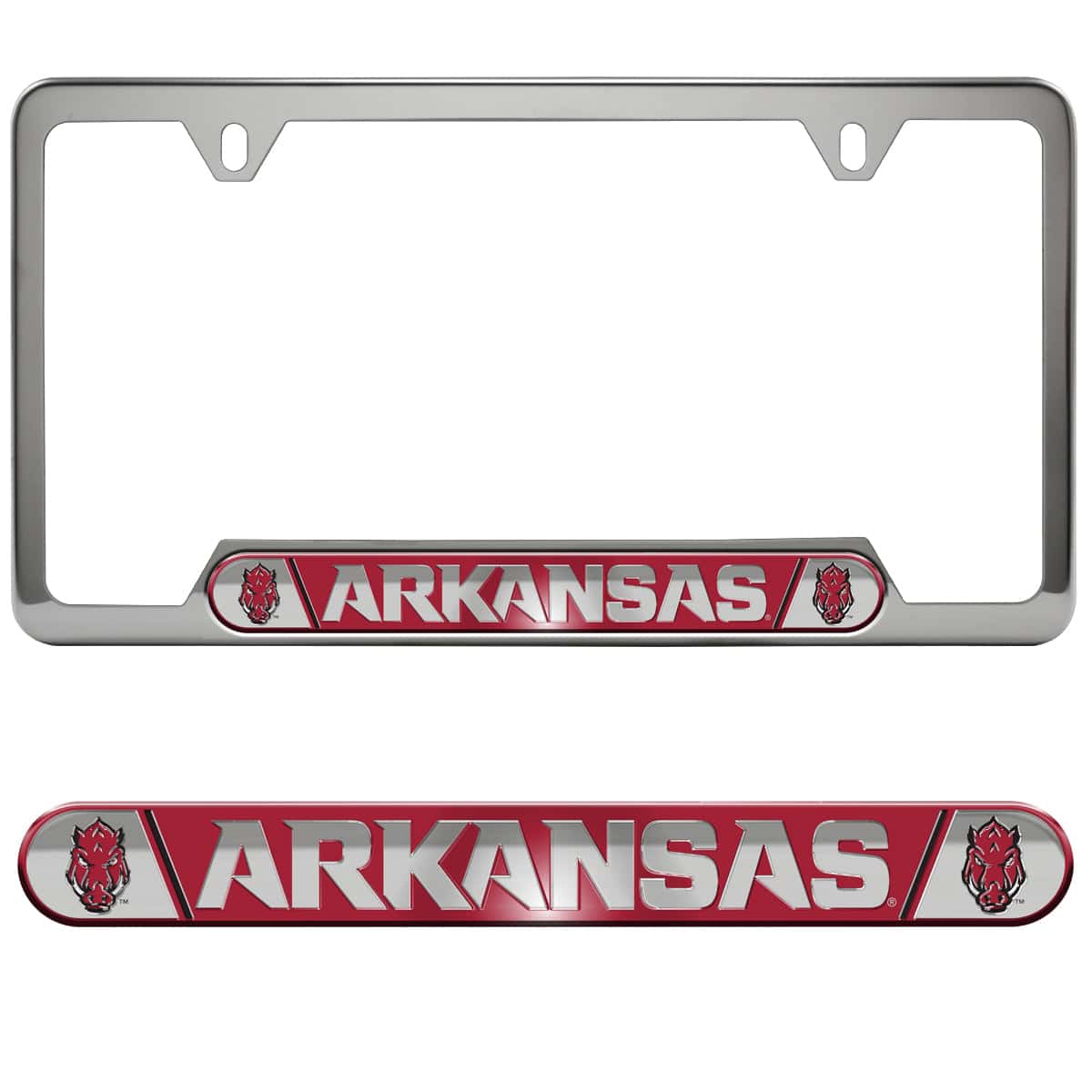 Arkansas Razorbacks Embossed License Plate Frame, 6.25in x 12.25in - Arkansas