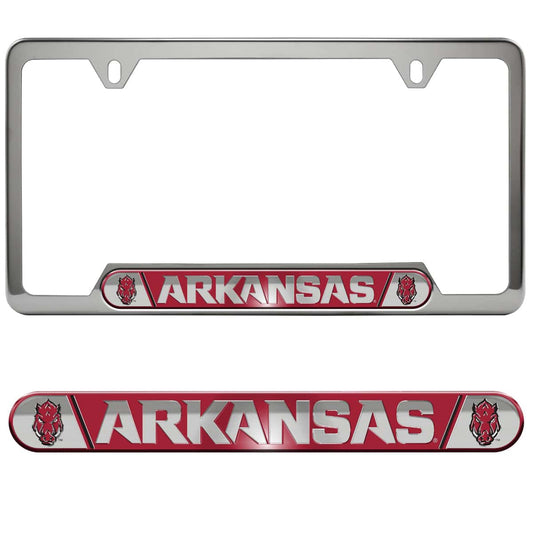 Arkansas Razorbacks Embossed License Plate Frame, 6.25in x 12.25in - Arkansas