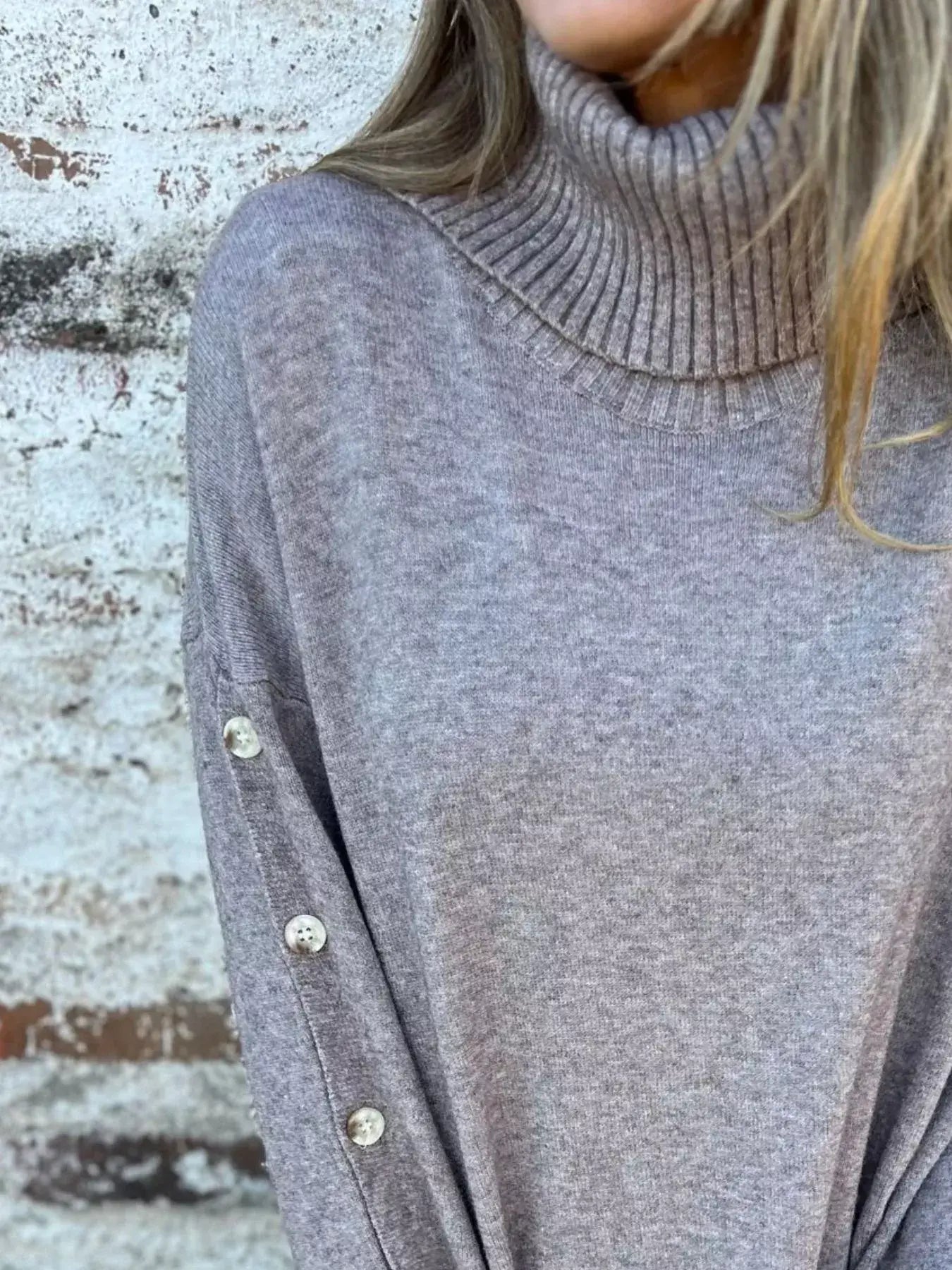 Full Size Turtleneck Long Sleeve Sweater Plus Size - Trendsi - Flyclothing LLC