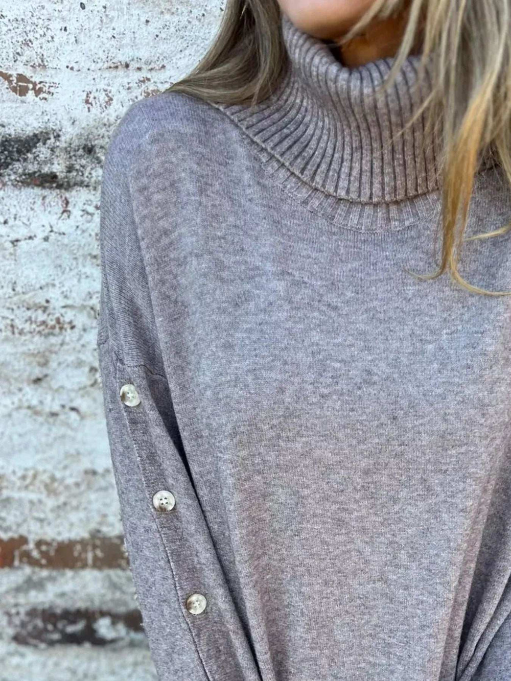 Full Size Turtleneck Long Sleeve Sweater Plus Size - Trendsi - Flyclothing LLC