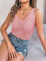 Openwork Scoop Neck Knit Vest - Trendsi - Flyclothing LLC