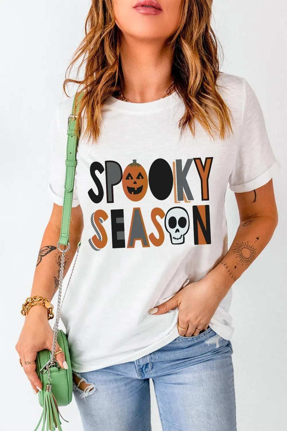 Letter Graphic Round Neck Short Sleeve T-Shirt - Trendsi - Flyclothing LLC