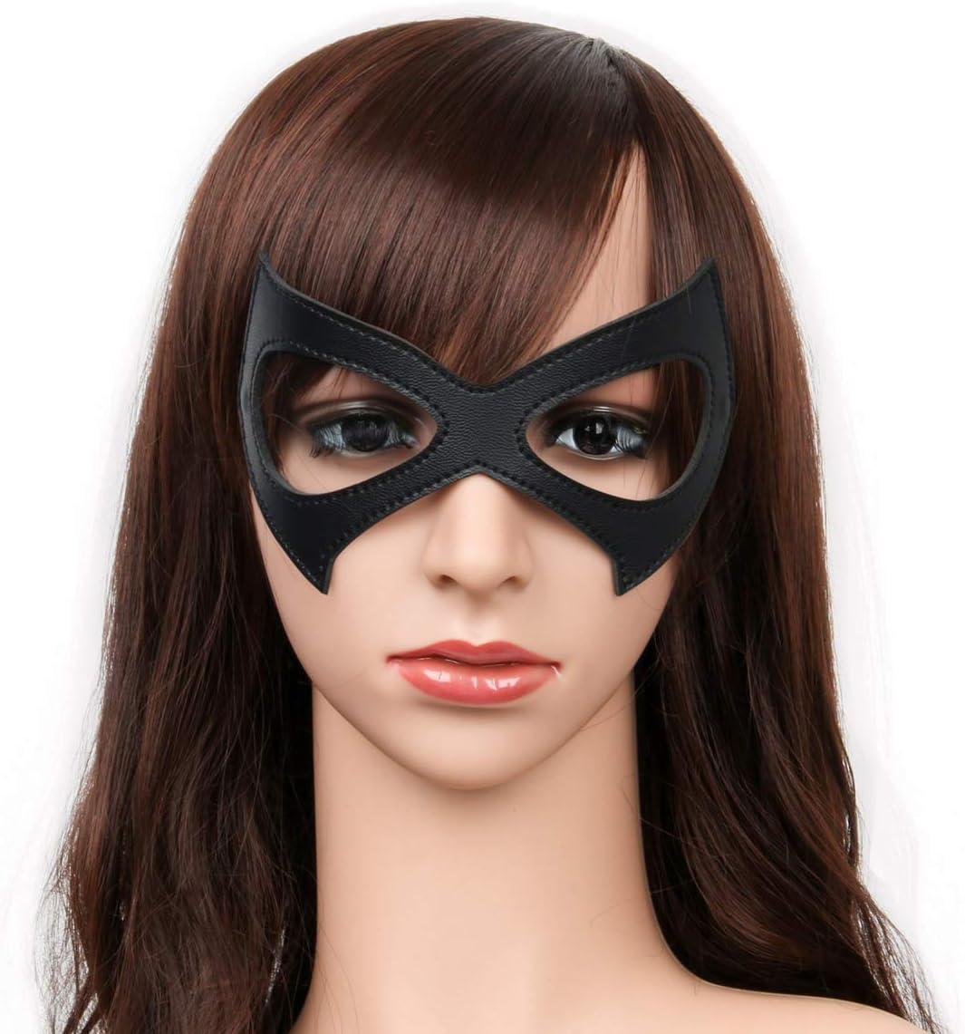Luxury Black Red Leather Half Cat Eye Costume Mask Halloween Cosplay Fancy Dress Make Up Masquerade Party Props - SHOMICOBOUTIQUE - Flyclothing LLC