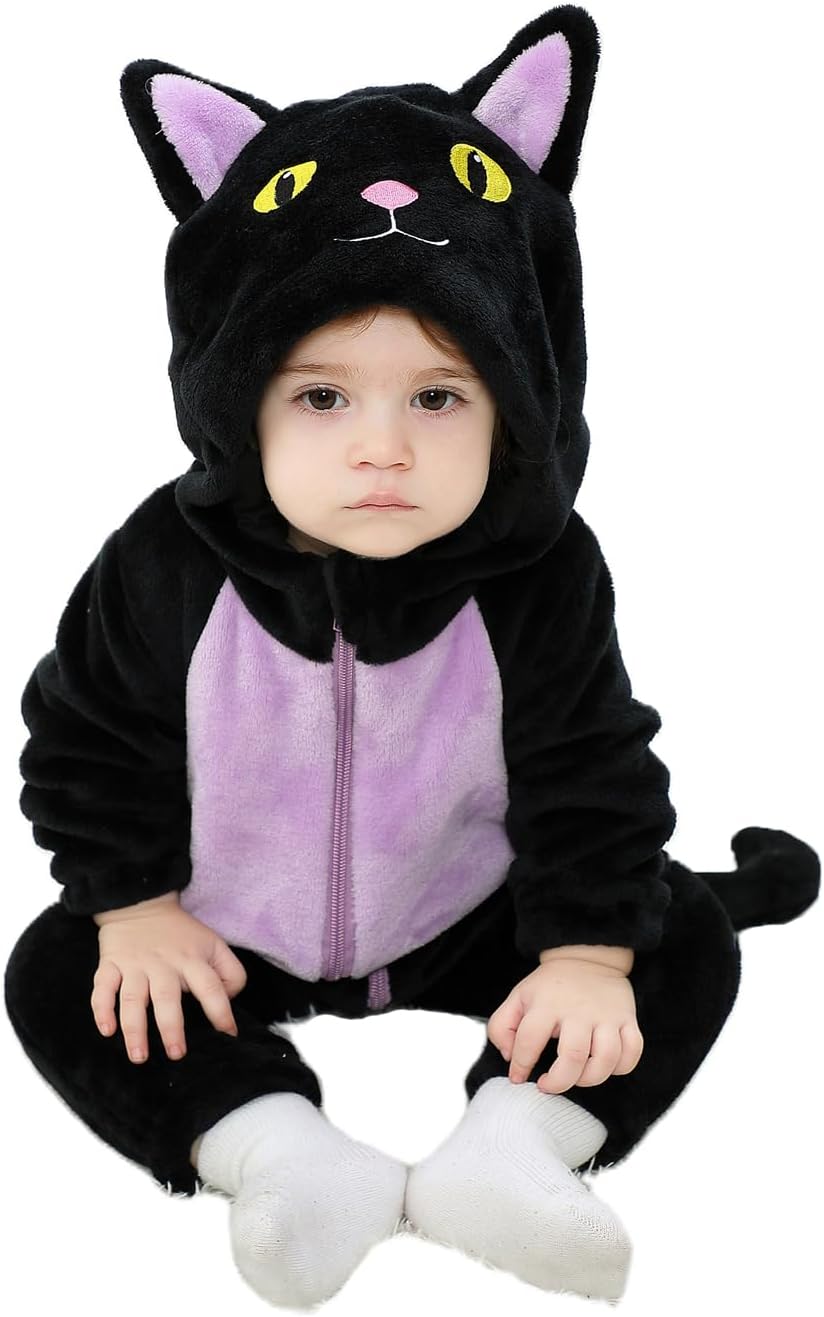 Black Cat Costume for Toddler Baby Girl Boy Halloween Costumes Fuzzy Warm Fall Winter Clothes Halloween Cats Outfit - SHOMICOBOUTIQUE - Flyclothing LLC