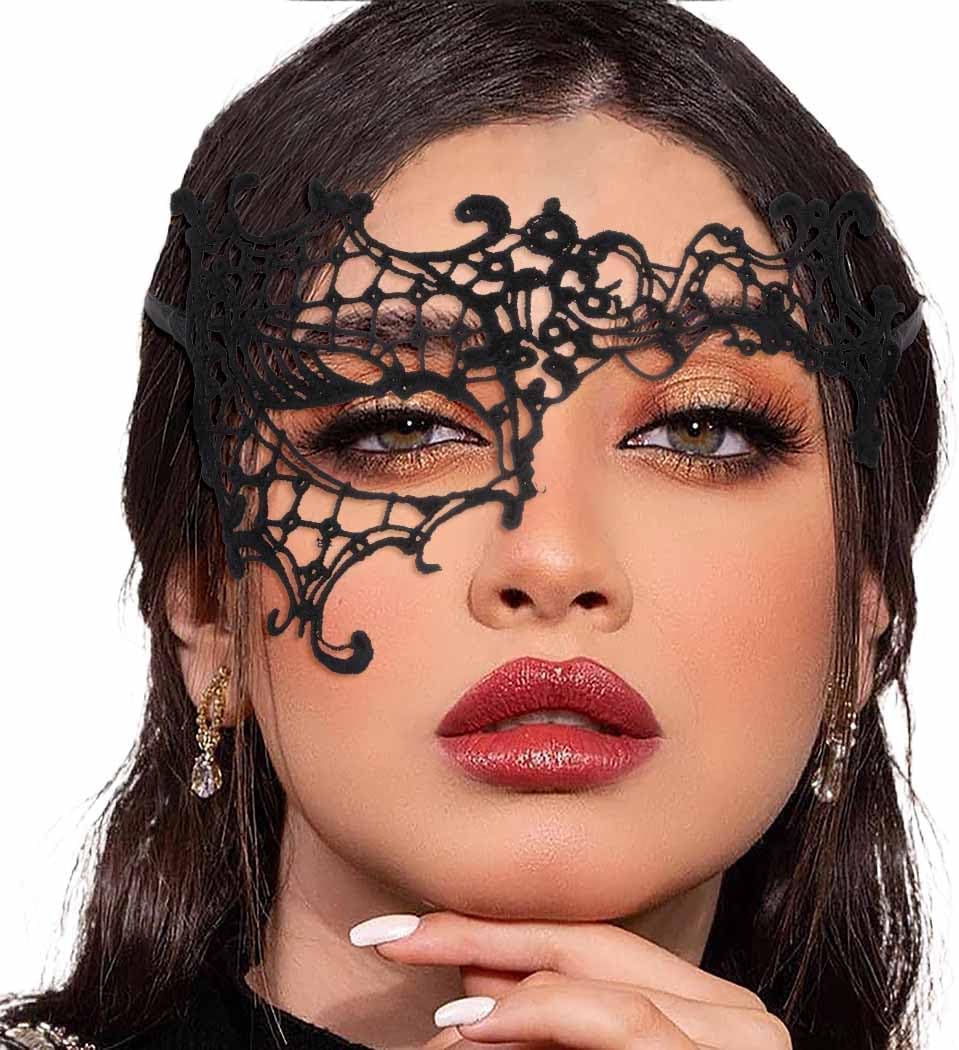 Masquerade Lace Mask Women Black Lace Masks Costume Party Proms Face Mask Halloween Eye Mask - SHOMICOBOUTIQUE - Flyclothing LLC