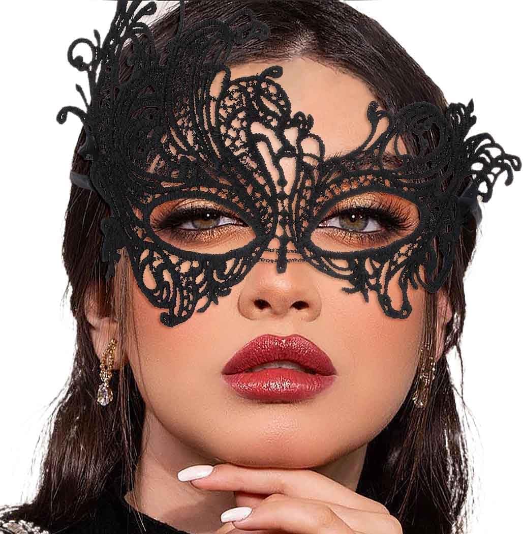 Masquerade Lace Mask Women Black Lace Masks Costume Party Proms Face Mask Halloween Eye Mask - SHOMICOBOUTIQUE - Flyclothing LLC