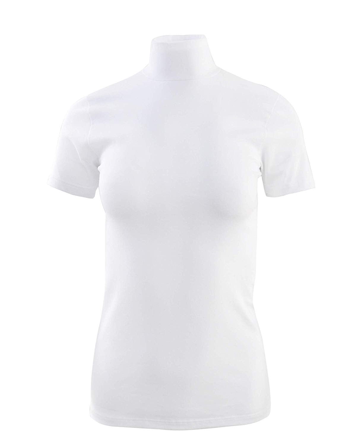 Basic Cotton Women's Short-Sleeve Mock-Neck Shirt 676 — Made in Italy
