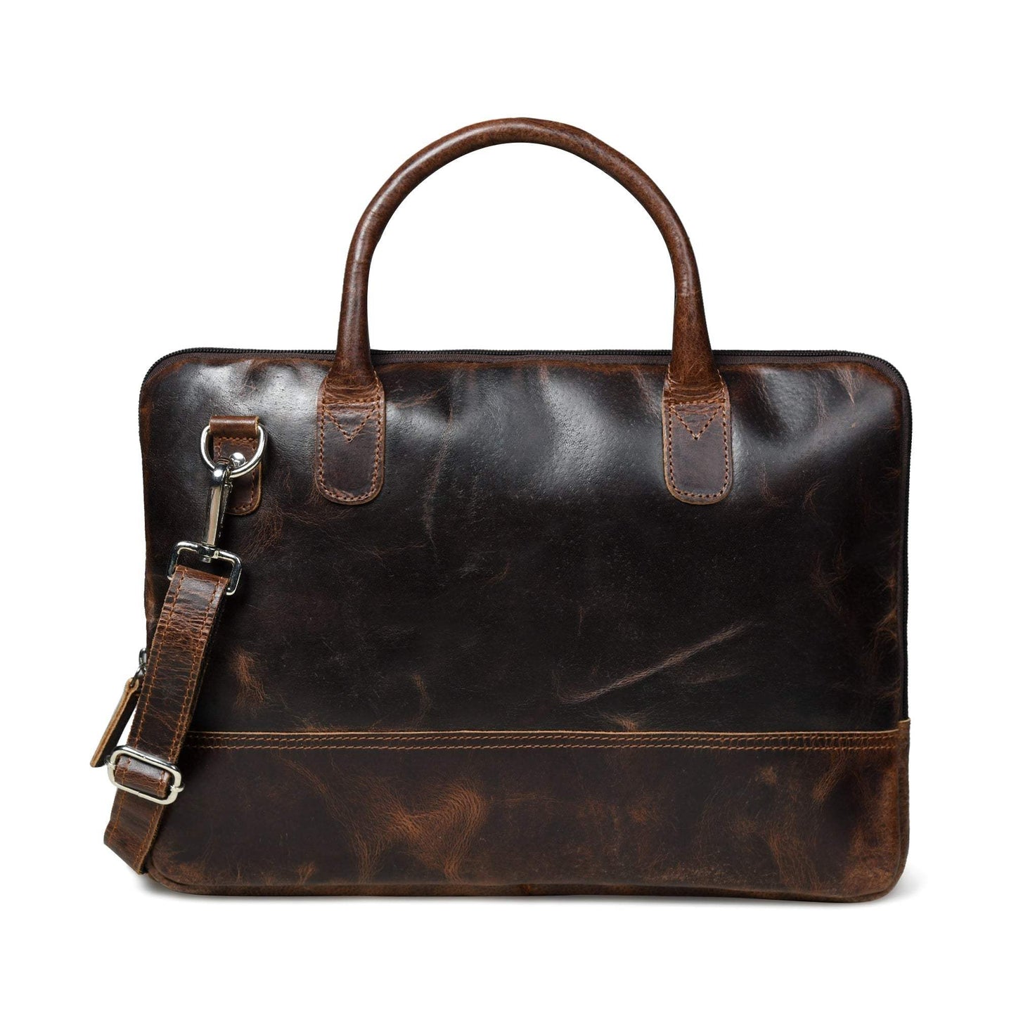 Modernist Leather Laptop Bag-Dark Brown - Classy Leather Bags - Flyclothing LLC