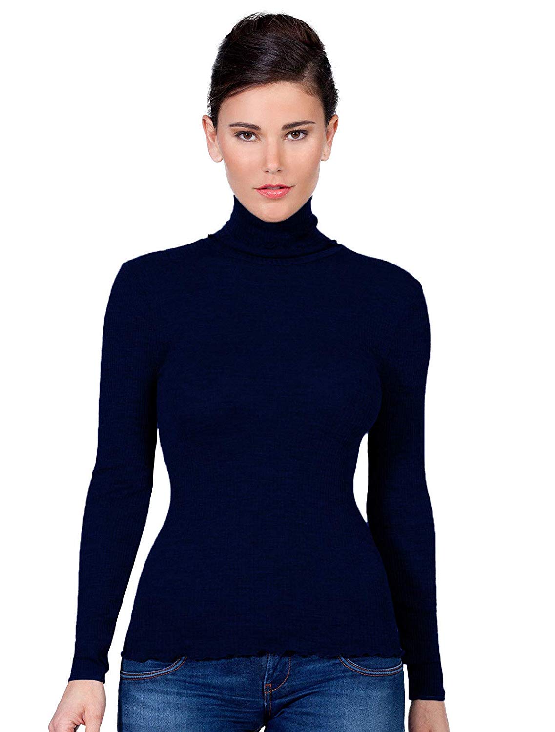 EGi Luxury Wool Silk Turtleneck Long Sleeve Top. Proudly Made in Italy (1494) - tittimitti - Flyclothing LLC