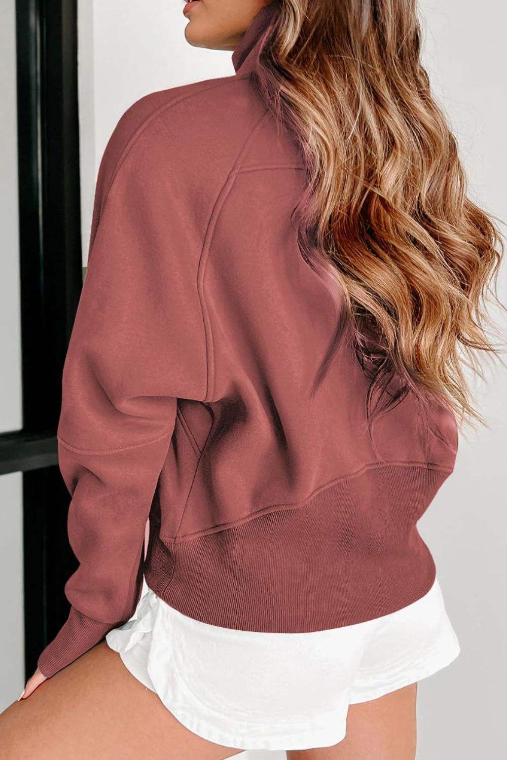 Half Zip Long Sleeve Sweatshirt - Trendsi - Flyclothing LLC