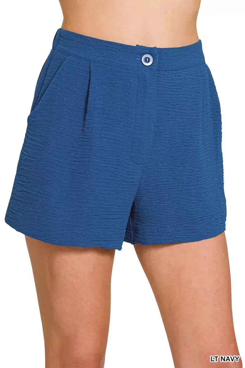 Zenana Woven Airflow Back Elastic Waist Shorts - Trendsi - Flyclothing LLC