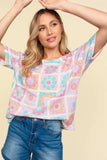Haptics Flower Print Round Neck Short Sleeve T-Shirt - Trendsi - Flyclothing LLC