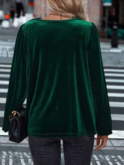 Lovelet Cowl Neck Long Sleeve Blouse - Trendsi