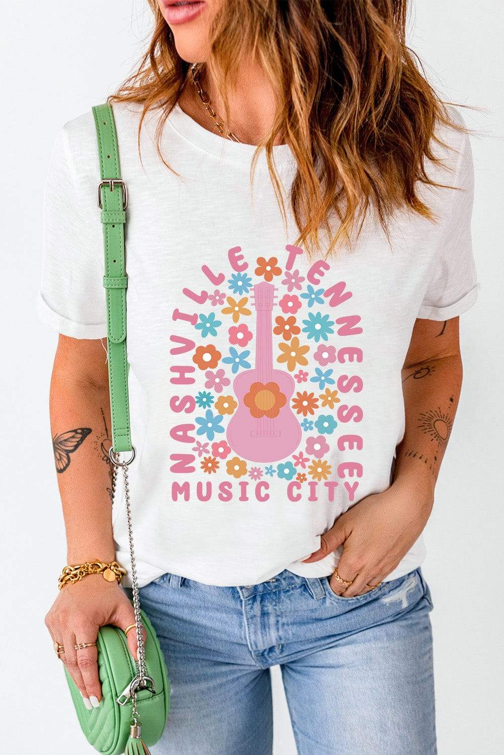 Graphic Round Neck Short Sleeve T-Shirt - Trendsi - Flyclothing LLC