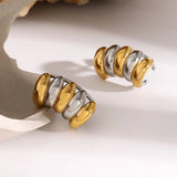 Stainless Steel Contrast Stud Earrings - Trendsi