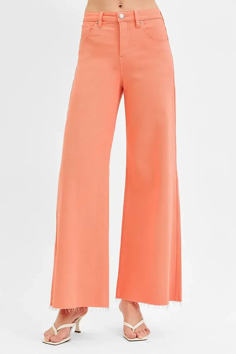 RISEN Full Size Tummy Control High Rise Wide Leg Palazzo Jeans Plus Size - Trendsi - Flyclothing LLC