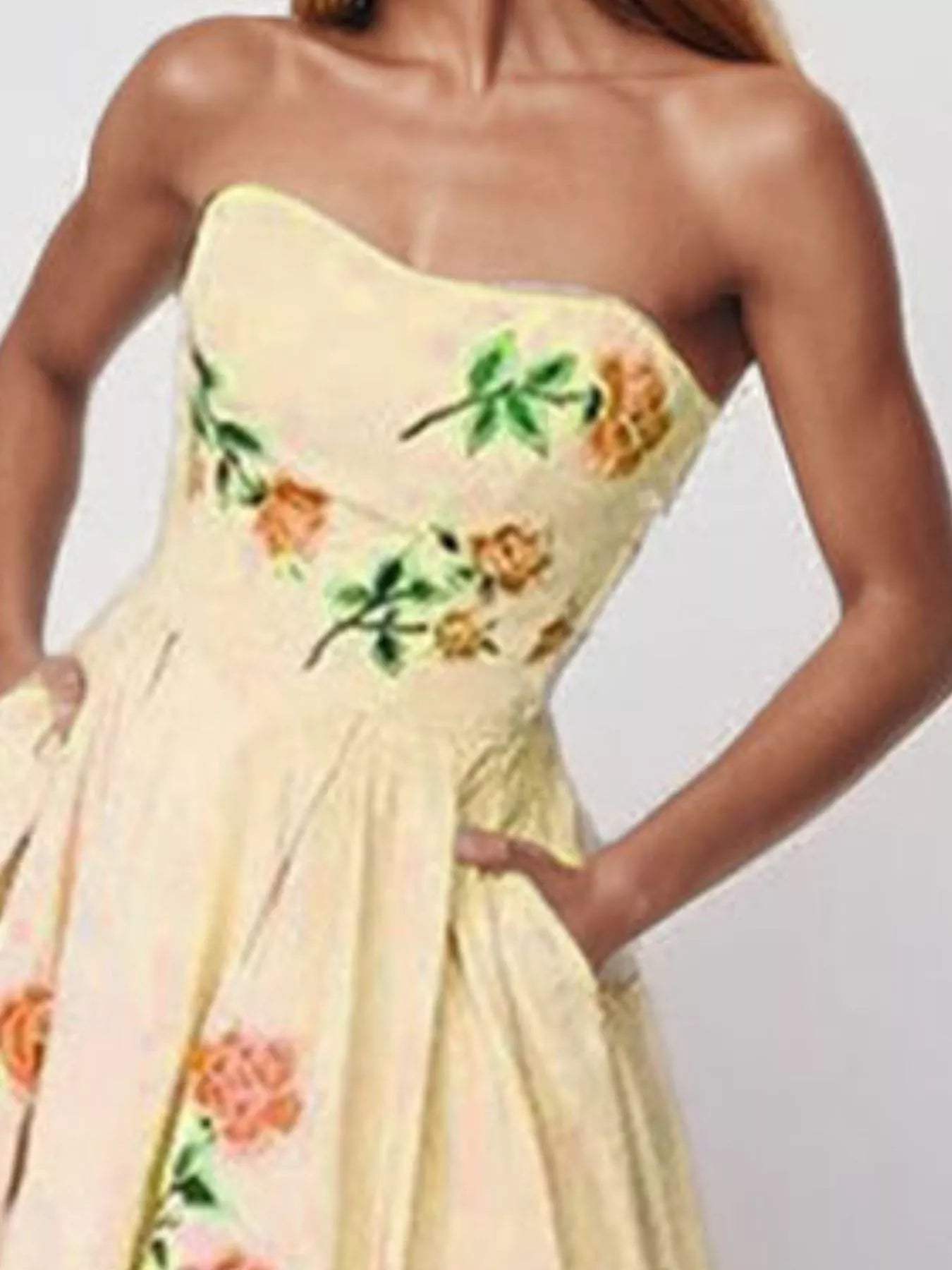 Floral Print Tube Maxi Dress - Trendsi - Flyclothing LLC