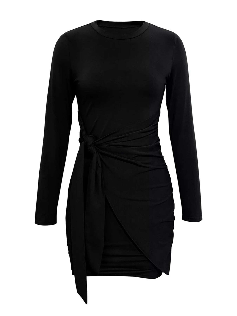 Round Neck Long Sleeve Bodycon Dress - Trendsi - Flyclothing LLC