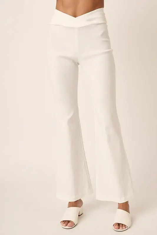 Mittoshop Surplice V Waist Flare Pants - Trendsi - Flyclothing LLC