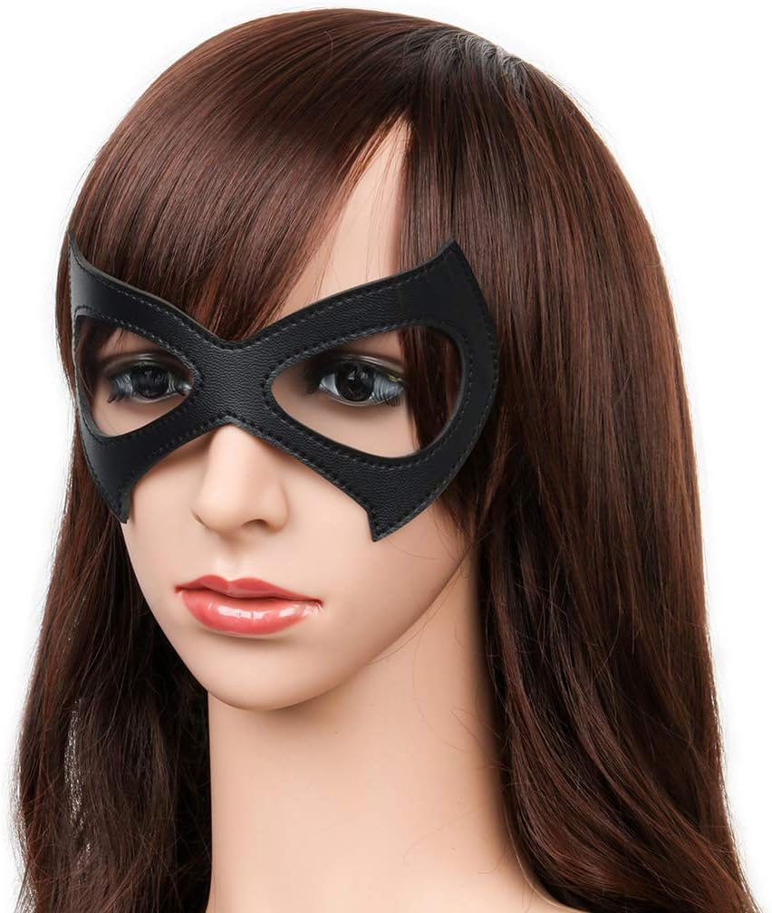 Luxury Black Red Leather Half Cat Eye Costume Mask Halloween Cosplay Fancy Dress Make Up Masquerade Party Props - SHOMICOBOUTIQUE - Flyclothing LLC